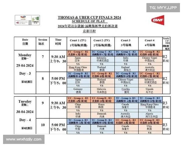 尤伯杯赛事表最新 尤伯杯赛事表最新